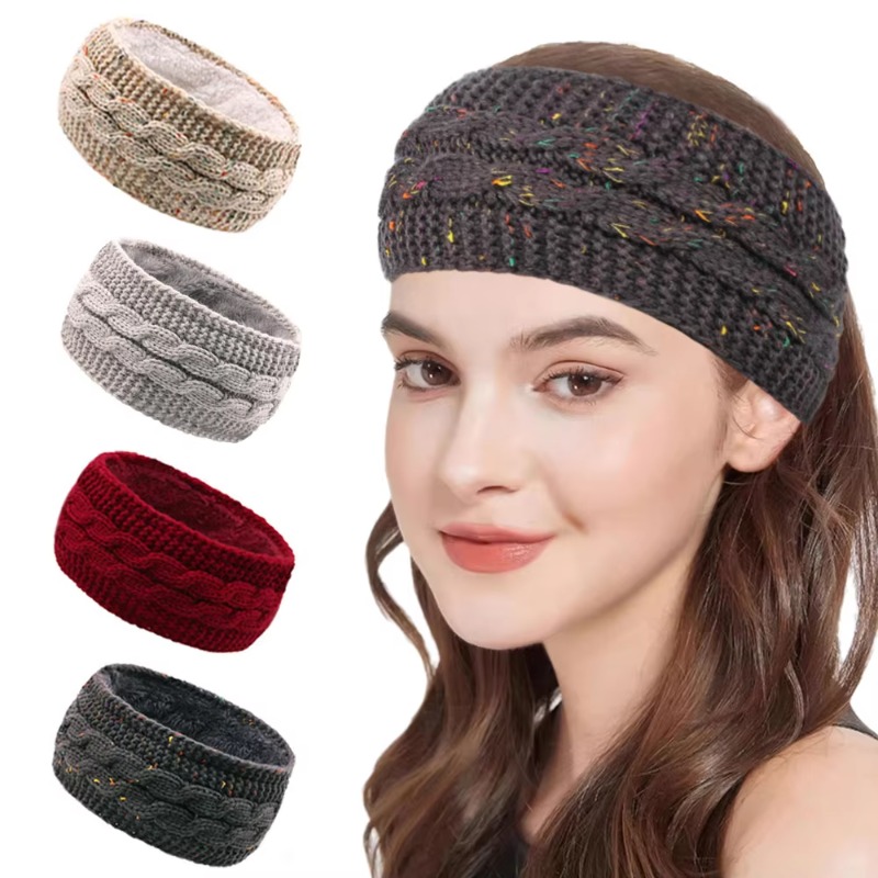 Fleece Ear Warmer Band - Kadınlar için Kışlık Kalın Örgü Saç