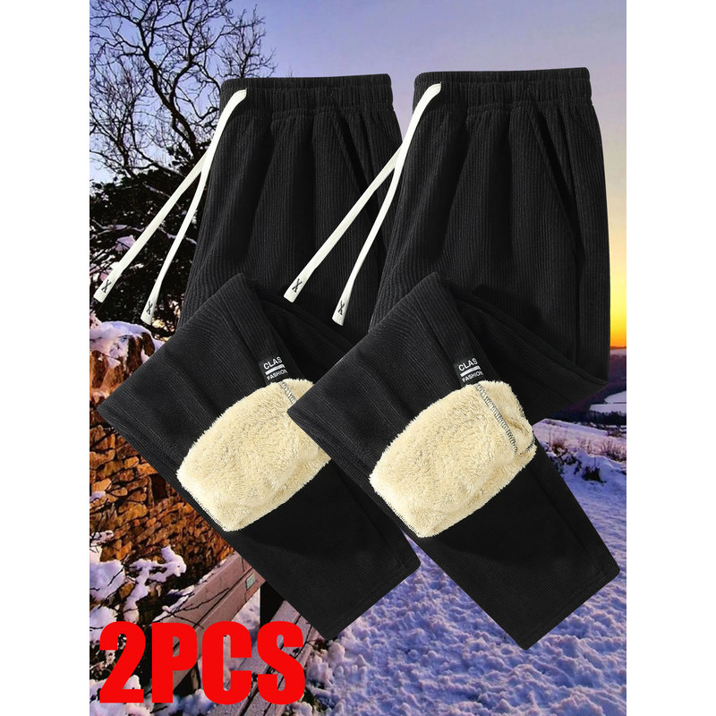 Corduroy Pant Warm - Dolgulu Eşofman Altı, 2'li Paket, Kadife