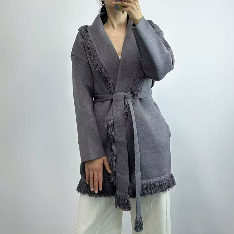Bayanlar saçaklı uzun yün örgü - Wool Coat Peacoat incelemesi ve fiyatı